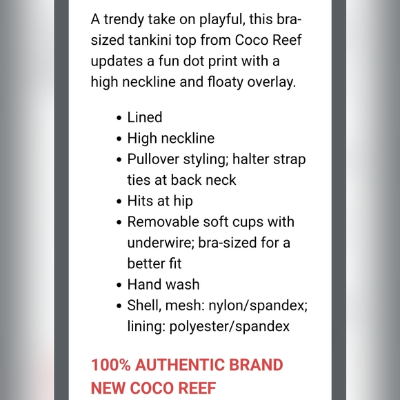 COCO REEF Aura Mesh Ruffle Bra Cropped Tankini Top High Neck. Size: 38 C - Picture 8 of 8